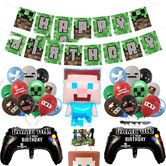 Mine Craft Birthday Party Supplies Decorations Favors Kit for Kids,Pixel Miner Game