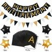 Retirement Party Decoration, 54pcs Black Gold Retirement Banner Paper Garland Paper Pompoms Foil Balloon Hanging Swirls for Men Women Retirement Party Decorations