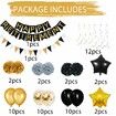 Retirement Party Decoration, 54pcs Black Gold Retirement Banner Paper Garland Paper Pompoms Foil Balloon Hanging Swirls for Men Women Retirement Party Decorations