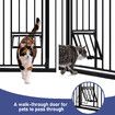 Pet Safety Gate Adjustable Kid Safe Stair Dog Fence Guard Security Barrier w/ Extension Walk Through Door 96cm Black