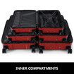 3 Piece Luggage Set Travel Suitcases Hard Carry On Trolley Lightweight with TSA Lock and 2 Covers Red