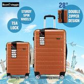 2 Piece Luggage Set Carry On Hard Suitcases Travel Trolley Lightweight TSA Lock Orange