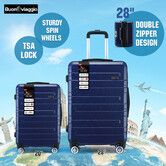 2 Piece Luggage Set Travel Suitcases Carry On Lightweight Hard Trolley TSA Lock Navy Blue