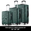 3 Piece Luggage Set Hard Carry On Travel Suitcases Trolley Lightweight with TSA Lock and 2 Covers Green