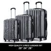 3PCS Luggage Set Hard Carry On Travel Suitcases Trolley Lightweight with TSA Lock 2 Covers Dark Grey