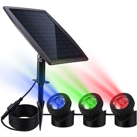 Solar Spotlights Lights Outdoor LED IP68 Waterproof RGB Color Solar Lamp for Swimming Pool, Garden
