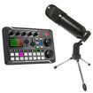 Podcast Microphone Bundle Sound Card 16 Sound Effects Audio Recording Sound Mixer Audio Mixing Console Amplifier for Phone PC