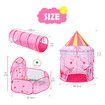 Kids Teepee Pop Up Tent 3 In 1 Playhouse Ball Pit Crawl Tunnel Basketball Hoop Playground Activity Centre Princess Castle