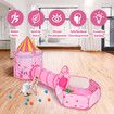 Kids Teepee Pop Up Tent 3 In 1 Playhouse Ball Pit Crawl Tunnel Basketball Hoop Playground Activity Centre Princess Castle