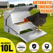 Auto Chicken Feeder Automatic Poultry Chook Food Feeding Treadle Spillproof Galvanized Steel Self Opening 10L