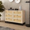 Rattan 6 Drawer Chest Dresser Bedroom Clothes Hallway Storage Cabinet Table Tallboy Unit