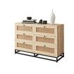 Rattan 6 Drawer Chest Dresser Bedroom Clothes Hallway Storage Cabinet Table Tallboy Unit