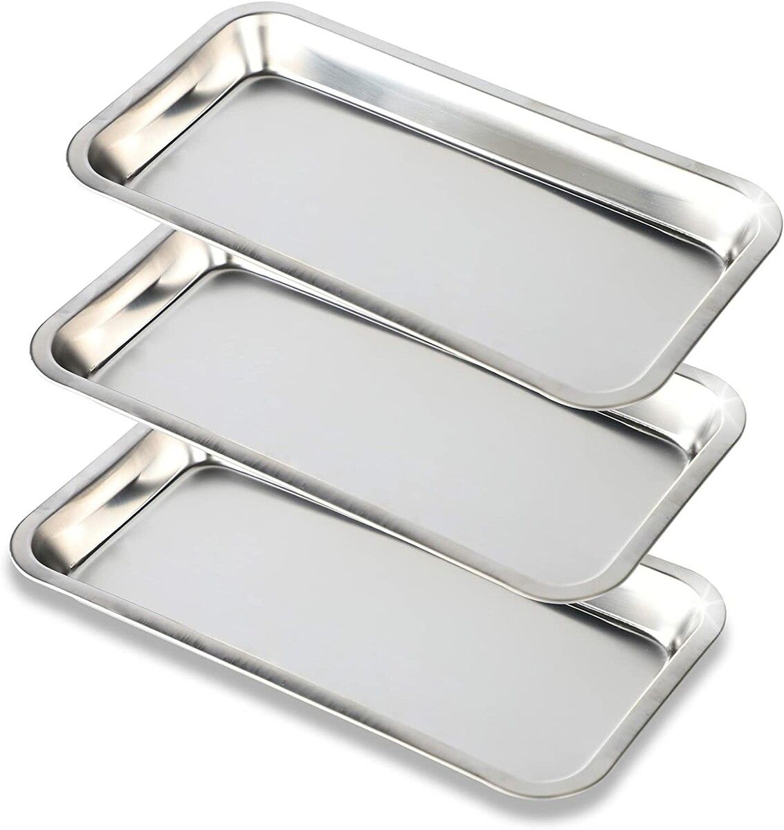 Stainless Steel 3 Pack Tray Plate Instruments Tools Tray Organizer