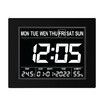 Digital Alarm LED Calendar Clock Large Dementia Bedside Wall Table Desk 4 Brightness Levels 8 Languages Black 8 Inch