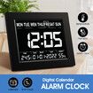 Digital Alarm LED Calendar Clock Large Dementia Bedside Wall Table Desk 4 Brightness Levels 8 Languages Black 8 Inch