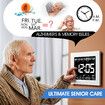 Digital Calendar Clock LED Dementia Bedside Alarm 8 Inch Large Wall Table Desk 8 Languages 4 Dimming Levels White