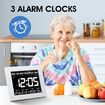 Digital Calendar Clock LED Dementia Bedside Alarm 8 Inch Large Wall Table Desk 8 Languages 4 Dimming Levels White