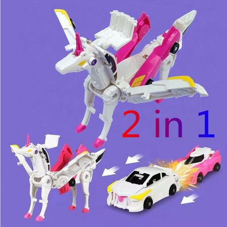 Hello Carbot Unicorn soundwave transformer Body robot Kit Toys Models 2 in 1 one Step Model Deformed Car model Children toys