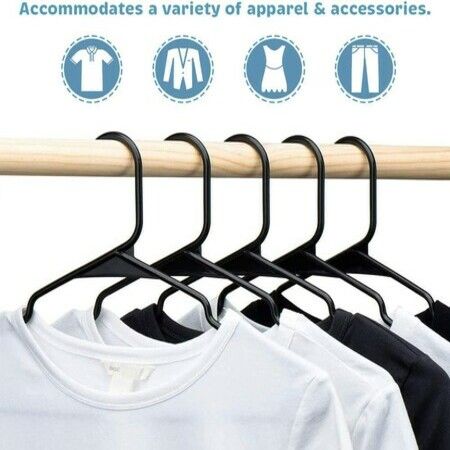 Sharpty Plastic Clothing Notched Hangers Ideal for Everyday Standard Use (Black 20 Pack)