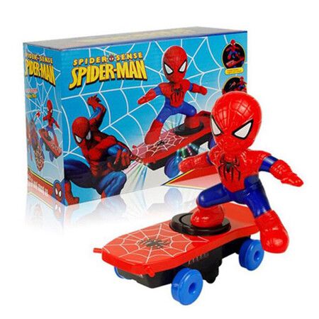 Spiderman Toy Stunt Scooter Flash Roll Car Sound And Light Electric Toy