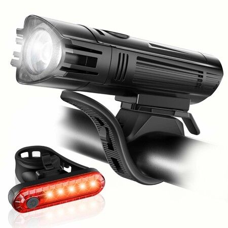 Usb Rechargeable Bike Light Set, Bicycle Front Headlight And Back Taillight, 4 Light Modes, Easy To Install For Road Mountain Cycling