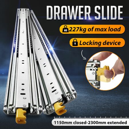 Heavy Duty Drawer Slide Rails Runners Locking Ball Bearing Guide Cabinet Track 227Kg