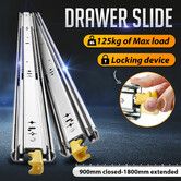 Drawer Slides Runners Heavy Duty Locking Ball Bearing Rails Cabinet Track Guide 125Kg