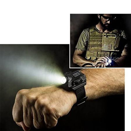 LED 1000 Lm Display Rechargeable Waterproof LED Flashlight Wrist Watch Flashlight Torch Light
