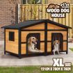 Petscene XL Size Dog Kennel Wooden Puppy Shelter Home Pet House Outdoor 2 Doors