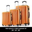 3PCS Luggage Suitcase Set Hard Carry On Travel Trolley Lightweight with TSA Lock and 2 Covers Orange