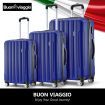 3PCS Luggage Set Hard Travel Suitcases Carry On Lightweight Trolley with TSA Lock 2 Covers Royal Blue