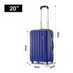 3PCS Luggage Set Hard Travel Suitcases Carry On Lightweight Trolley with TSA Lock 2 Covers Royal Blue