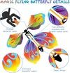 Magic Flying Butterfly Fairy Flying Toys 5 PCS Wind up Rubber Band Powered Butterfly Toys Greeting Card Surprise Gift