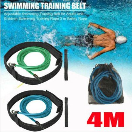 4m Adjustable Swim Training Resistance Elastic Belt Swimming Pool Exerciser Safety Rope Latex Tubes Swimming Training Rope Color Random