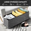 Grey Ottoman Fabric Footrest Stool Bench Folding Upholstered Entryway Rectangle Coffee Table Storage Cube Chest Toy Box 109cm