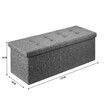 Grey Ottoman Fabric Footrest Stool Bench Folding Upholstered Entryway Rectangle Coffee Table Storage Cube Chest Toy Box 109cm