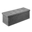 Grey Ottoman Fabric Footrest Stool Bench Folding Upholstered Entryway Rectangle Coffee Table Storage Cube Chest Toy Box 109cm