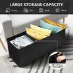 Black Ottoman Bench Folding Upholstered Footrest Stool Rectangle Coffee Table Entryway Storage Cube Chest Toy Box 109cm 