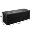 Black Ottoman Bench Folding Upholstered Footrest Stool Rectangle Coffee Table Entryway Storage Cube Chest Toy Box 109cm 