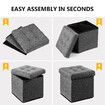 Grey Ottoman Fabric Upholstered Shoe Bench Folding Storage Cube Chest Coffee Table Entryway Toy Box Footrest Stool with Lid 