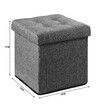 Grey Ottoman Fabric Upholstered Shoe Bench Folding Storage Cube Chest Coffee Table Entryway Toy Box Footrest Stool with Lid 