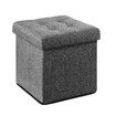 Grey Ottoman Fabric Upholstered Shoe Bench Folding Storage Cube Chest Coffee Table Entryway Toy Box Footrest Stool with Lid 