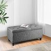 Grey Fabric Ottoman Shoe Bench Upholstered Footrest Stool Rectangle Coffee Table Entryway Toy Box Chest Storage Cube 100cm