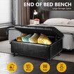 Black Ottoman Faux Leather Shoe Bench Upholstered Footrest Stool Rectangle Coffee Table Entryway Toy Box Storage Cube Chest with Lift Top 100cm