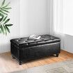 Black Ottoman Faux Leather Shoe Bench Upholstered Footrest Stool Rectangle Coffee Table Entryway Toy Box Storage Cube Chest with Lift Top 100cm