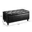 Black Ottoman Faux Leather Shoe Bench Upholstered Footrest Stool Rectangle Coffee Table Entryway Toy Box Storage Cube Chest with Lift Top 100cm