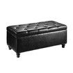 Black Ottoman Faux Leather Shoe Bench Upholstered Footrest Stool Rectangle Coffee Table Entryway Toy Box Storage Cube Chest with Lift Top 100cm