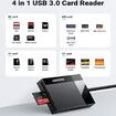 SD Card Reader USB 3.0;5Gbps Hub Adapter;Read 4 Cards Simultaneously;CF,TF, Sdxc,SD,MS, For Windows, Mac, Linux