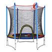 Genki Kids Trampoline Bounce Rebounder Jumping Rebounding Indoor Outdoor Safety Enclosure Basketball Hoop 60 Inch 