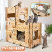 2 Level Cardboard Cat Scratcher Scratching Board Play House Playground Condo with Catnip